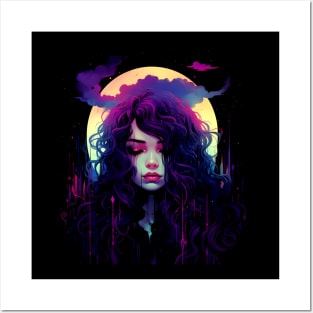 Cool Dark Gothic Witch  Neon Colors Rave Design Posters and Art